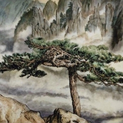 林鎮輝 David Lam,Bracing the Wind-Mt Huang,watercolour ,2012